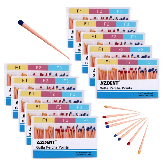 Puntas de puntos de gutapercha para endodoncia dental 02/ 06 Taper F1 F2 F3