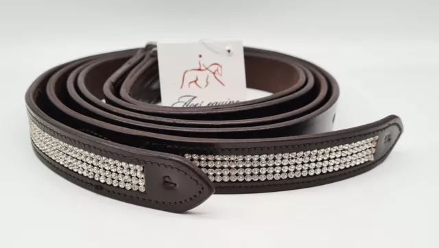 Bling! Diamante Horse Stirrup Leathers Black & Brown Colours Adult & Child