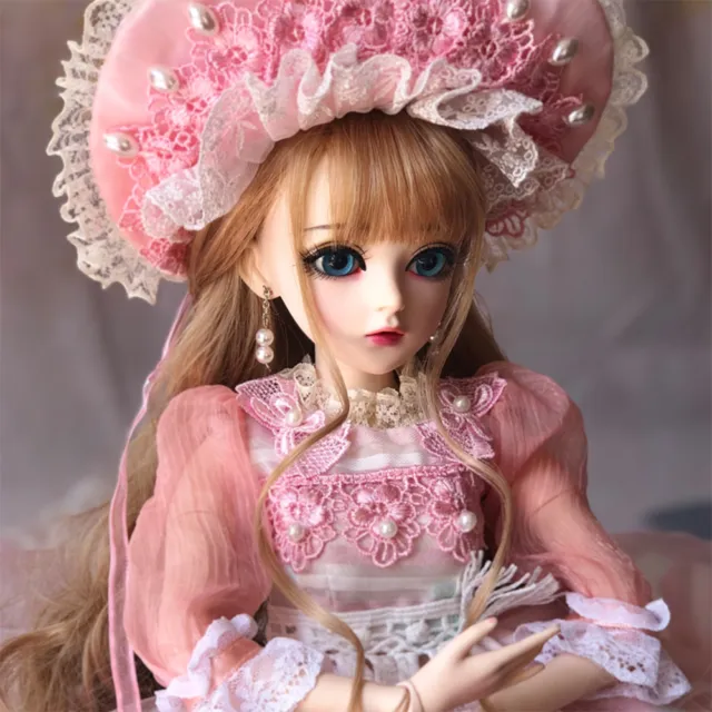 1/3 BJD Doll Girl with Free Face Make Up Dress Clothes Wig Changeable Eyes Set