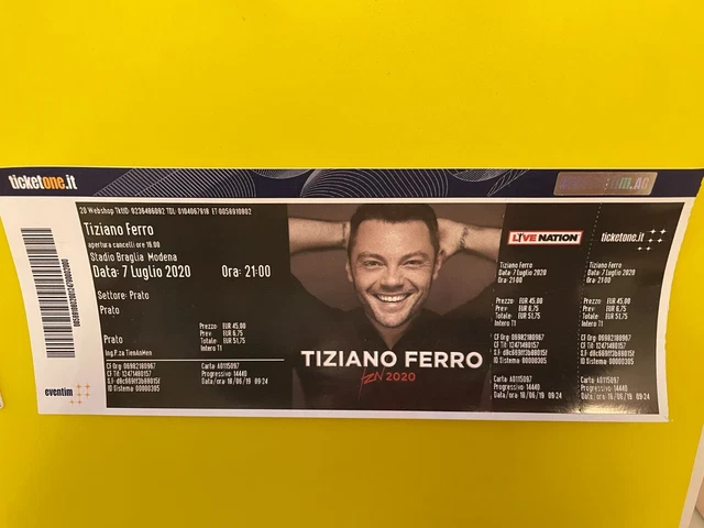 Biglietto Tiziano Ferro PRATO, Bologna-Stadio D'Allara, 11 luglio 2023