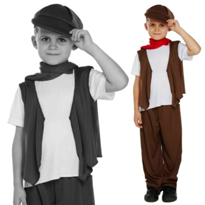 Vittoriana POOR BOY COSTUME DA BAMBINO SPAZZACAMINO COSTUME CONTADINA età 3-10 