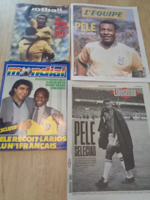 💥 FOOTBALL MAGAZINE + LIBÉRATION + MONDIAL+L'équipe. Pelé FUTEBOL SANTOS F.C 💥