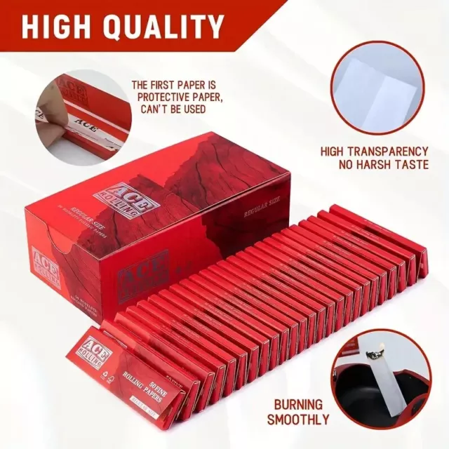 Rolling Paper, 50 Leaves Rolling Papers Per Booklet Regular Size