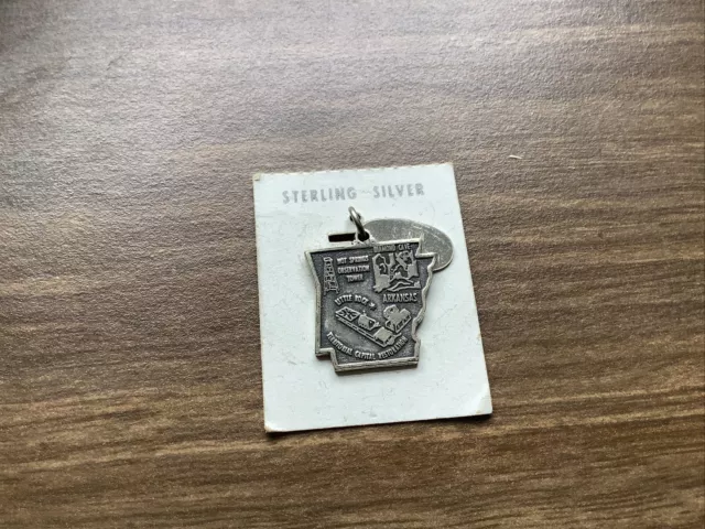 VINTAGE Sterling Silver ARKANSAS State  Souvenir Travel Charm