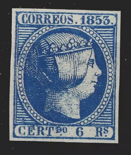 Edifil 21 nuevo * 1853 6 reales Isabel II sello de España Spain Lujo Liderstamps