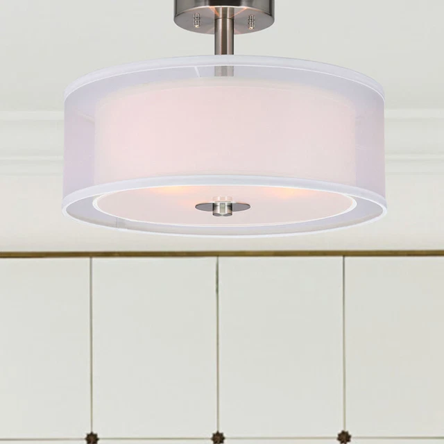 Living Room Ceiling Light Modern 3 Light flush mount light fixture Fabric Shade