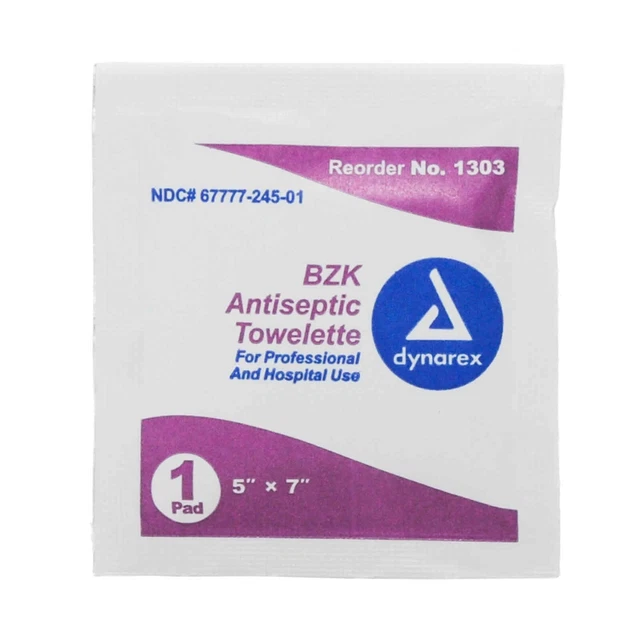 Toallitas antisépticas Dynarex Bzk cloruro de benzalconio 100 por caja TOTALMENTE NUEVAS