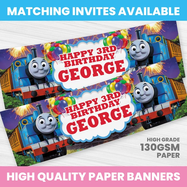 THOMAS THE TANK Engine Birthday Banner Personalised Any Name Party ...