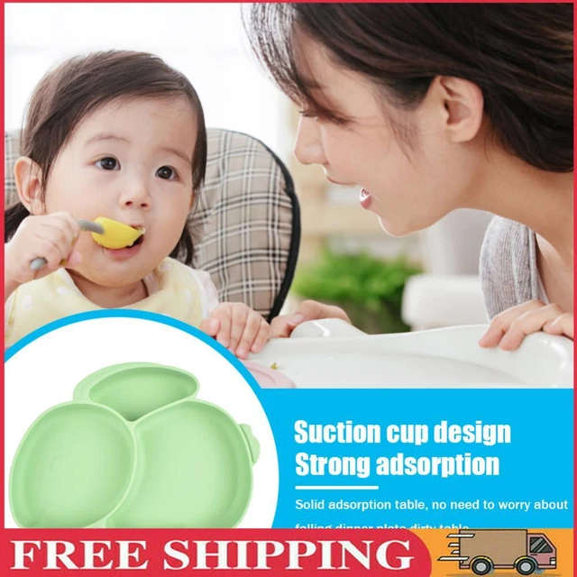 Cartoon Children Dishes Cute Silicone Baby Feeding Dishes Baby Cutlery (Green)