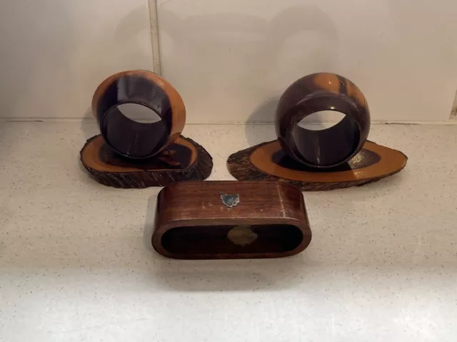 3 Vintage Australian Mulga Wood Serviette/Napkin Ring Holders