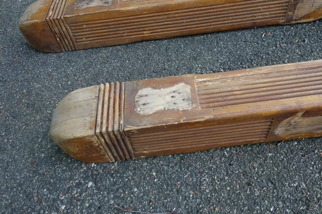 Pair Antique Ornate Hand Made Wooden Columns Newel Posts Architectural Salvage 2