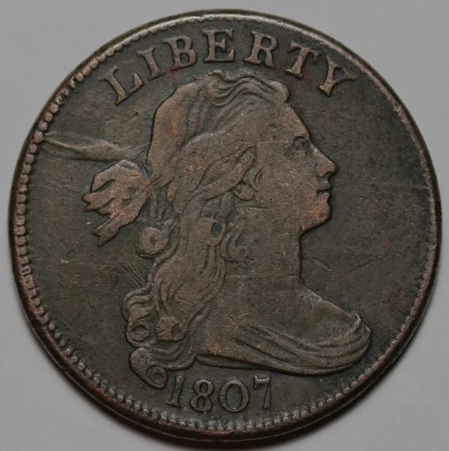 1807 Draped Bust Large Cent - Comet Variety - US 1c Copper Penny Coin - L43