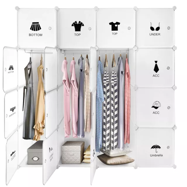 Kleiderschrank Kunststoff Steck-kleiderschrank Portable Garderobe 16 Würfel