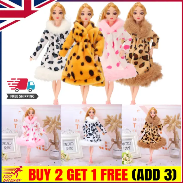 Princess Fur Coat Dress Accessories Clothes for barbie Dolls Toy Christmas Gifts