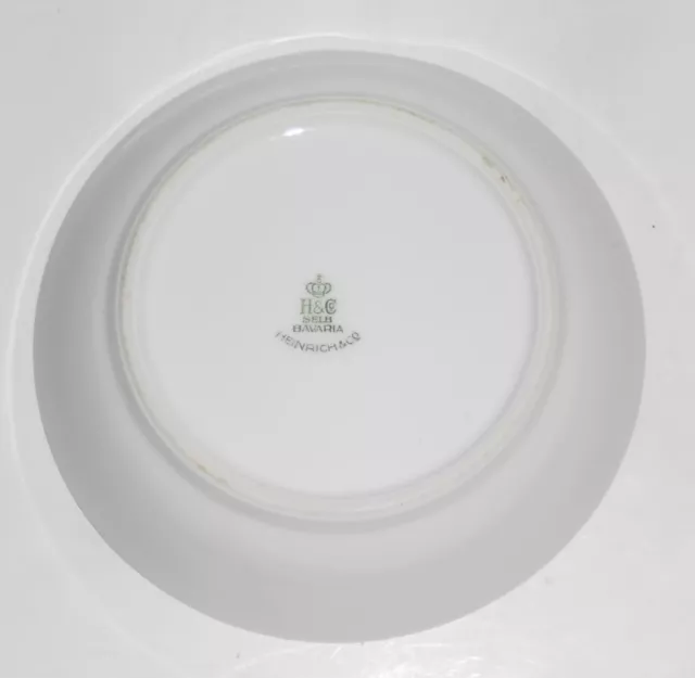 Heinrich & Co Bavaria Porcelain Green Greek Key w/Gold Fruit Bowl 2