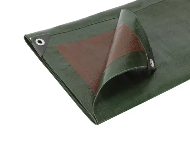 Cladco Heavy Duty Green/Brown Tarpaulin, 8 Sizes, Waterproof, 250gsm