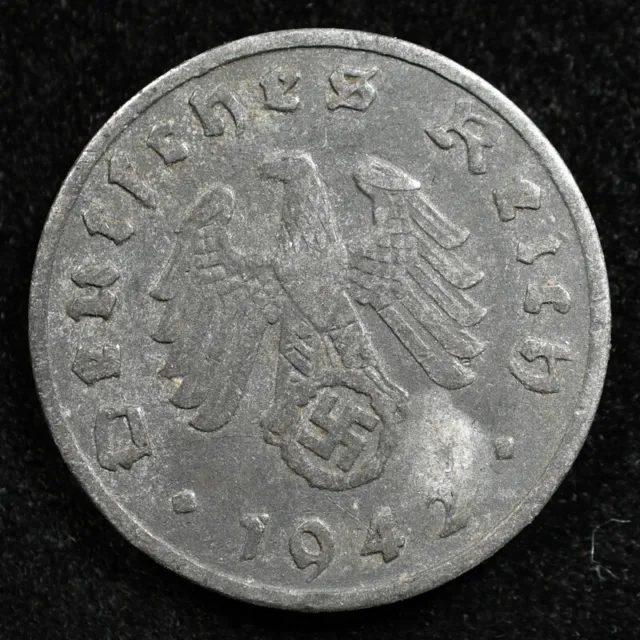 Germany 3Rd Reich 1 Reichspfennig 1942A, Coin, Km# 97, Swastika, Inv#D844