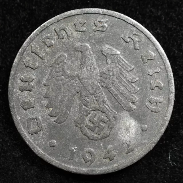 Germany 3Rd Reich 1 Reichspfennig 1942A, Coin, Km# 97, Swastika, Inv#D844