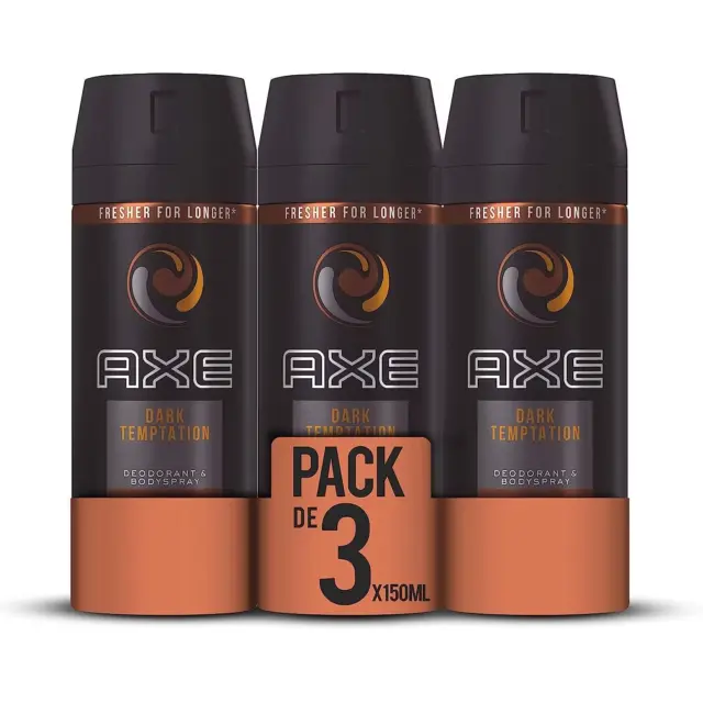 Desodorante Axe Dark Temptation  - 3x150ml Spray Hombre 48 Horas