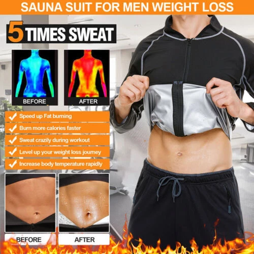 Men Polymer Sauna Suit Vest Hot Sweat Shirt Thermal Body Shaper For Gym Training