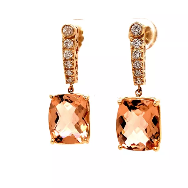 Certified Natural Morganite Diamond Earrings 14k Gold 9.93 TCW $5,950