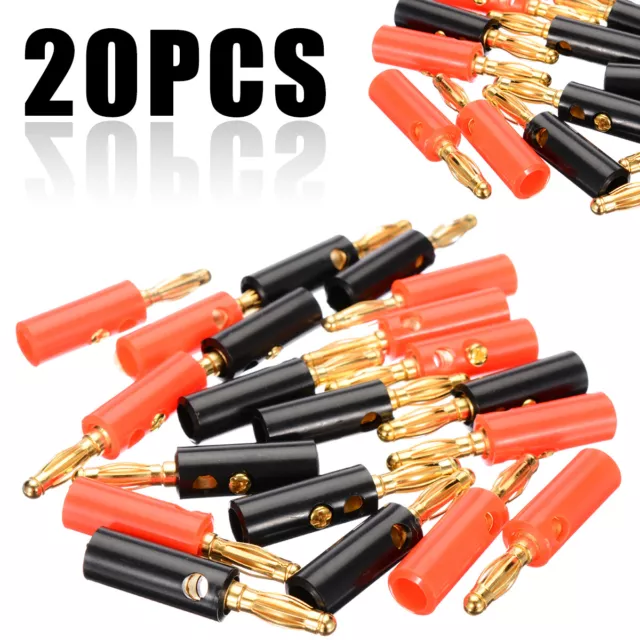 20pcs 4mm Gold-plated Audio Speaker Wire Cable Banana Plug Connector Adaptor AU