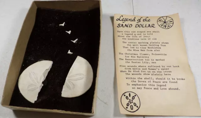 Vintage Legend of the Sand Dollar Card ~ 3-D Art Sand Dollar & Sculptured Doves