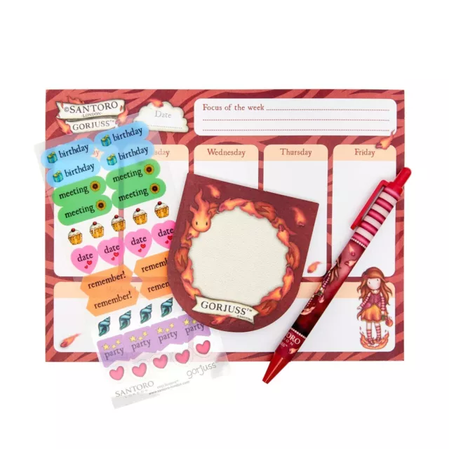 STATIONERY PLANNER set cancelleria FIRE IN MY HEART santoro GORJUSS rosso 1180GJ