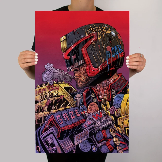 POSTER JUDGE DREDD Metal Artwork 2000 AD Comics Morte Anni 90 Robocop 