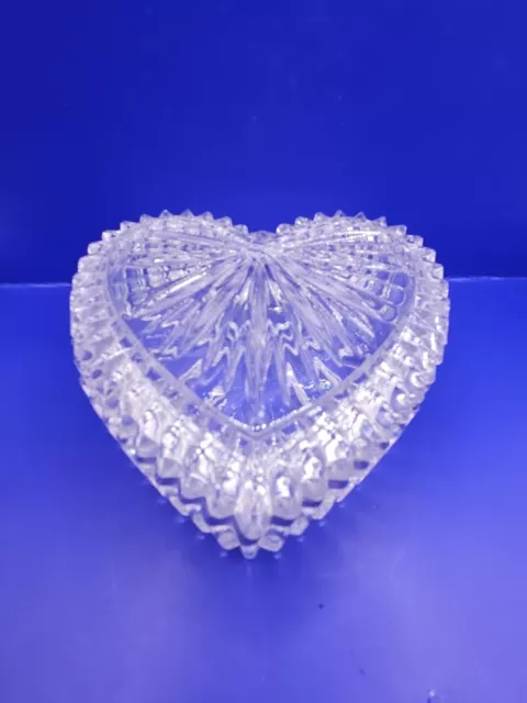 Vintage Gorham Crystal clear crystal glass heart shaped trinket box with lid