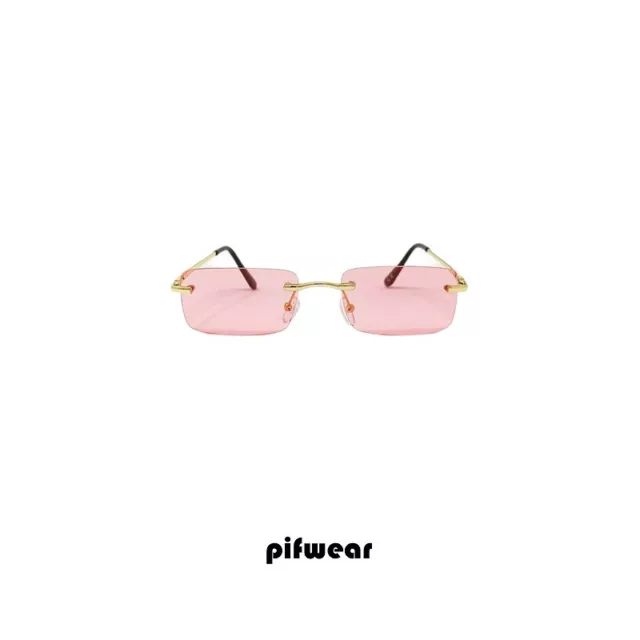 Occhiali da sole uomo donna aste oro lenti rosa intero sunglasses Pifwear Slim 2