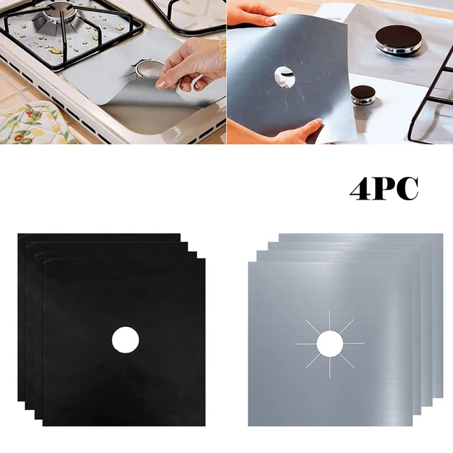 Reusable 4PCS Aluminum Gas Foil Stove Burner Protector Cover Liner Clean Mat Pad