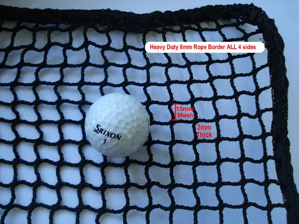 Golf Practice Netting 3m x 3m Heavy Duty W/- ROPE EDGING BORDER - Impact Net