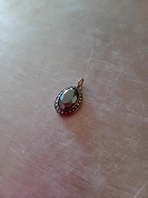 Pendentif Ancien (vers 1900) En Argent Massif 925 Avec Hématite Et Marcassites - Bijou Vintage