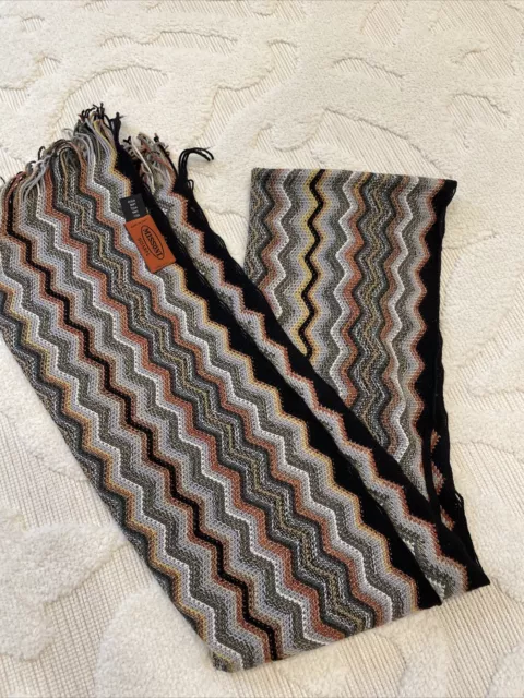 Missoni Wool Blend Zig Zag Scarf Made In Italy Vintage