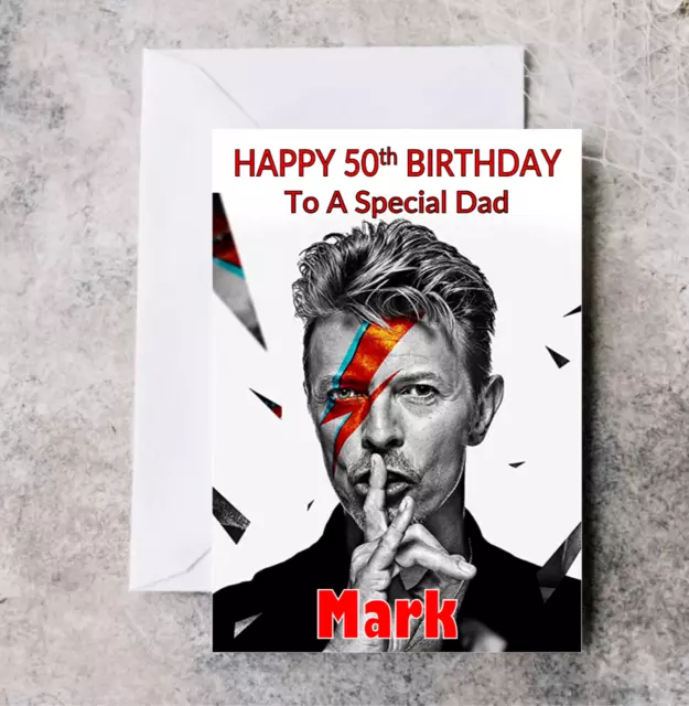 Personalised Birthday Card David Bowie Mens Ladies Daughter Son Husband Wife