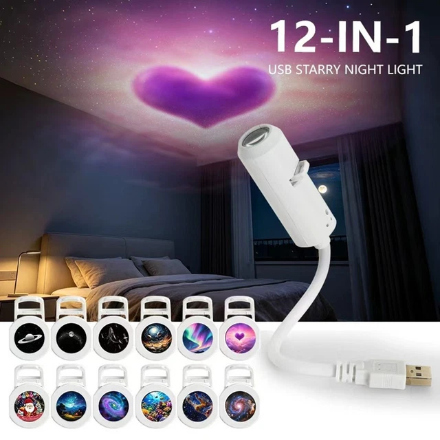 HD SMART DYNAMIC Holographic Night Light Projector 12/24 Projection 360 ...