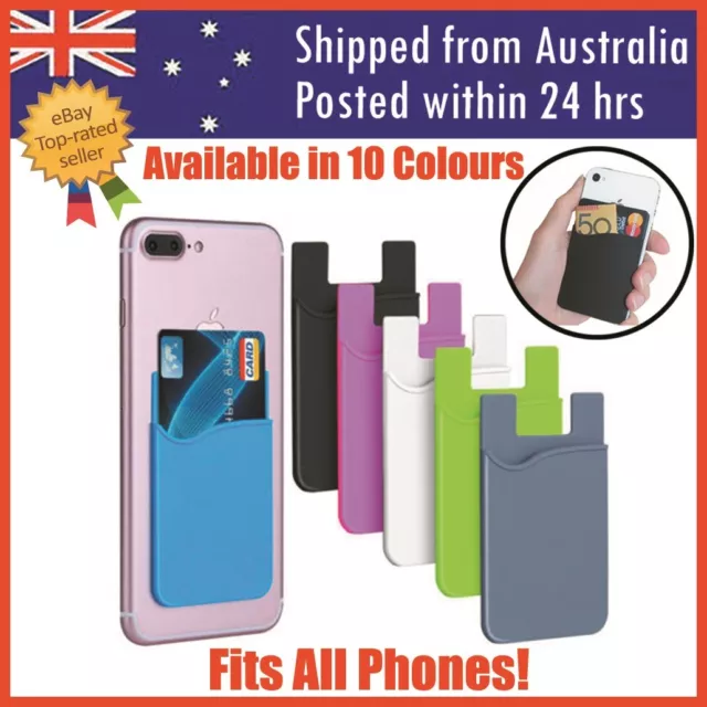 Silicone Mobile Phone Back Card Holder Wallet 3M Stick On Adhesive Cash ID Soft