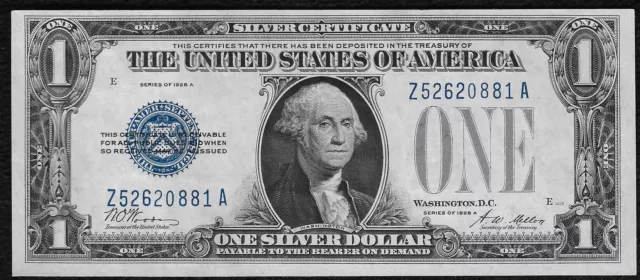 1928-A *Funny Back* $1 Small Silver Certificate "Crisp AU++"
