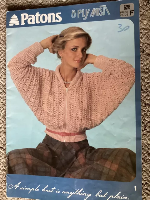 Vintage Patons Knitting Pattern Book 626 Misti 8 Ply Ladies Designs