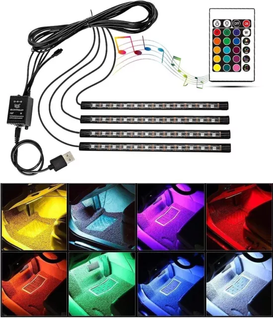 Striscia LED Auto Interni 4 in 1 Striscie Macchina 16 Colori USB