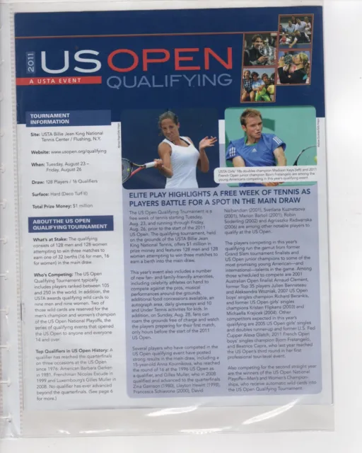 Tennis Brochure. US Open Qualifying Event 2011