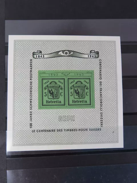 1943 Schweiz Genfer Briefmarken-Ausstellung GEPH Michel Block 10 postfrisch