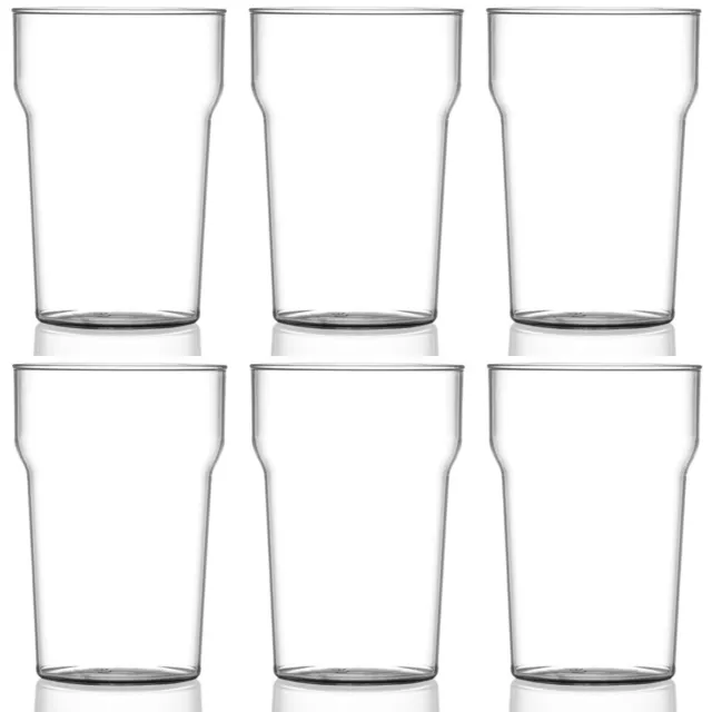 Nonic Pint Glass CE Marked Reusable Polycarbonate Plastic Tumbler 20oz Pack of 6