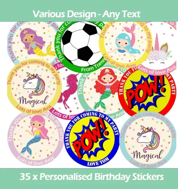 Personalised Birthday Stickers Labels Thank You For Coming To My Party Round 35