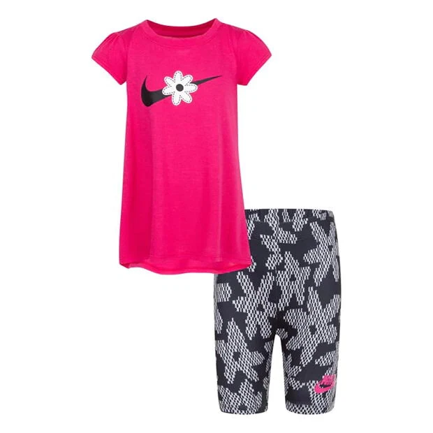 NIKE NIKE RAGAZZE MAGLIA CLASSICS SET OUTFIT ETÀ 6/7 ANNI NERO/ROSSO logo