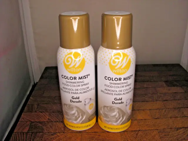 2 ~ Wilton  GOLD  Edible Food Color Spray Mist 1.5 Ounce Birthday  Cake Cookie