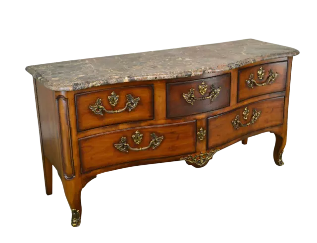 Henredon French Louis XV Style Large Marble Top Commode Chest