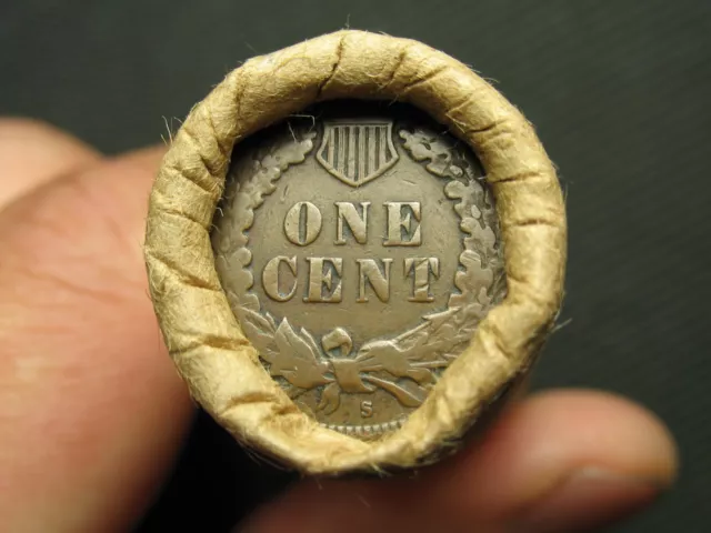ESTATE COIN ROLL w/ S-MINT INDIAN HEAD! 50ct LINCOLN WHEAT CENT PENNY ~LOT 94ss