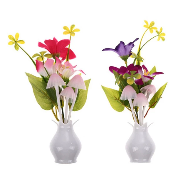 2 pz Luce notturna plug-in Apparecchi LED Lampada da parete incandescente Vaso di controllo lampada a fiori